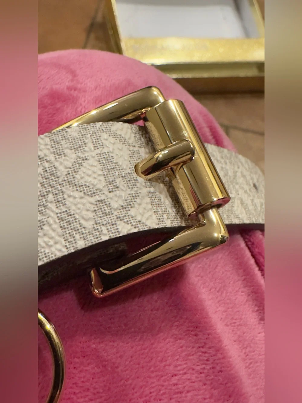 Michael Kors Signature Stripe Belt Bag Vanilla S/M NWOT w/ Box